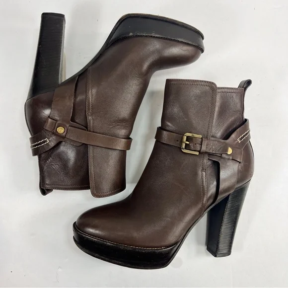 Ralph Lauren Collection Purple Label Heeled Booties Brown Leather size 6.5 - Picture 16 of 16